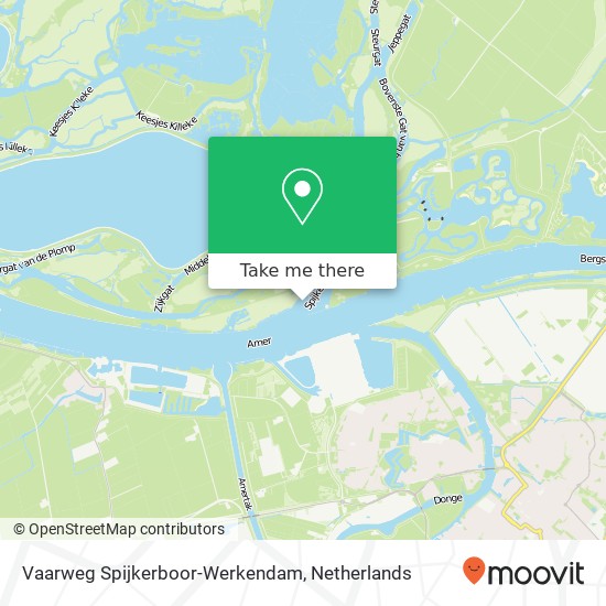 Vaarweg Spijkerboor-Werkendam kaart
