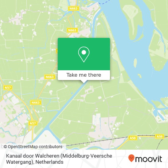 Kanaal door Walcheren (Middelburg-Veersche Watergang) kaart