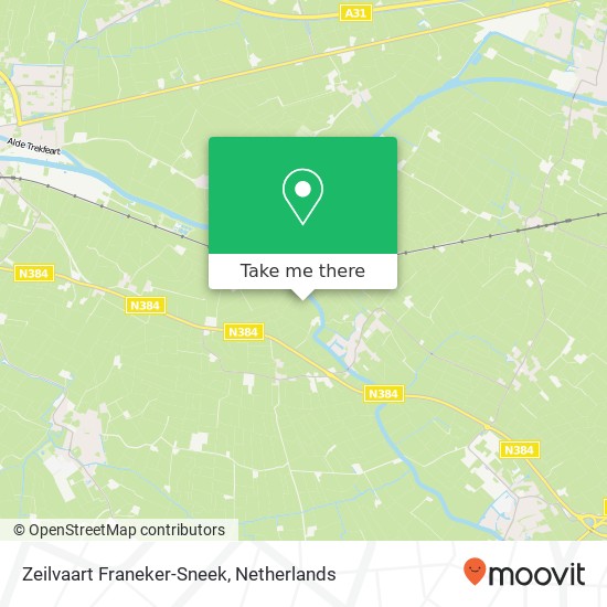 Zeilvaart Franeker-Sneek kaart