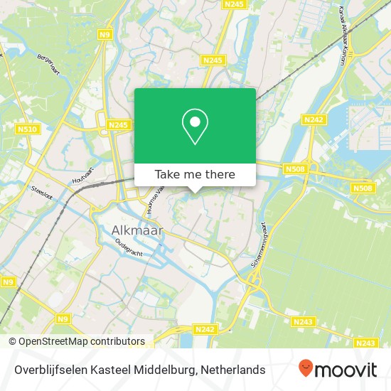 Overblijfselen Kasteel Middelburg kaart