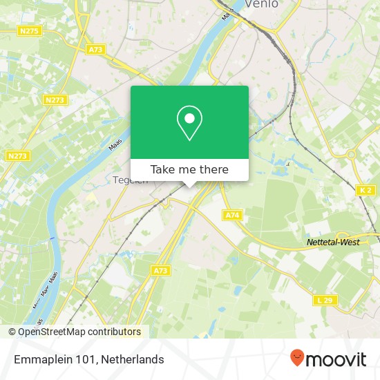 Emmaplein 101, Emmaplein 101, 5932 ED Tegelen, Nederland kaart