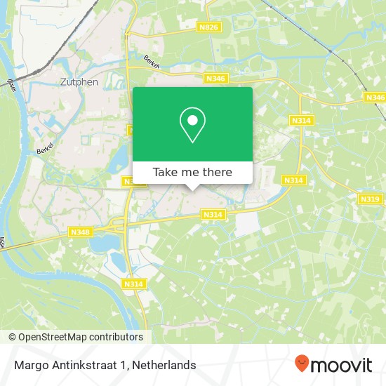 Margo Antinkstraat 1, 7207 HM Zutphen kaart