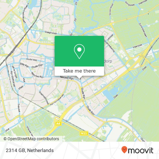 2314 GB, 2314 GB Leiden, Nederland kaart