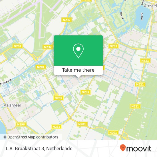 L.A. Braakstraat 3, 1432 PP Aalsmeer kaart