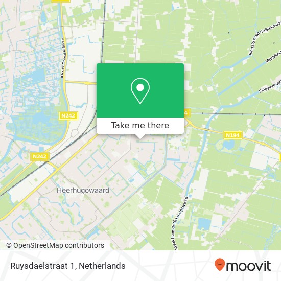 Ruysdaelstraat 1, 1701 KJ Heerhugowaard kaart