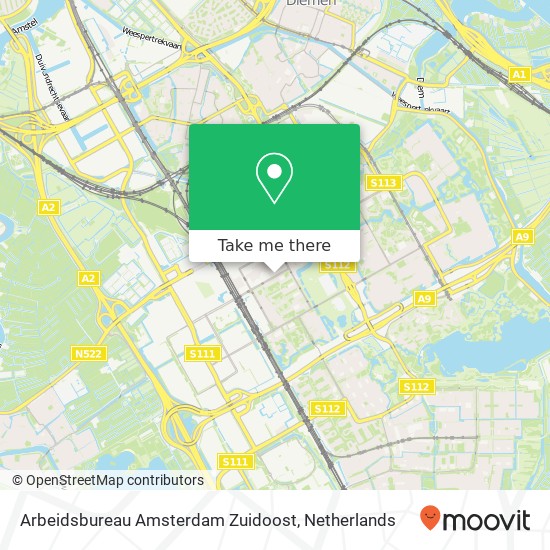 Arbeidsbureau Amsterdam Zuidoost kaart