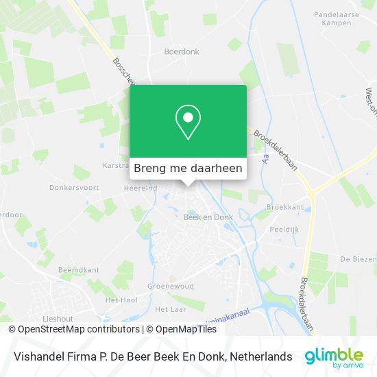 Vishandel Firma P. De Beer Beek En Donk kaart