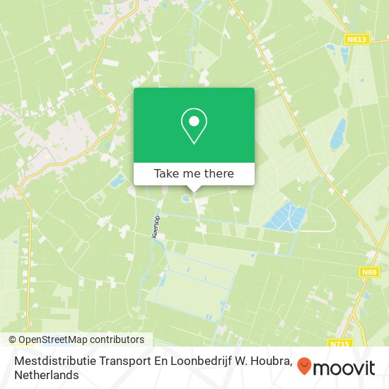 Mestdistributie Transport En Loonbedrijf W. Houbra kaart