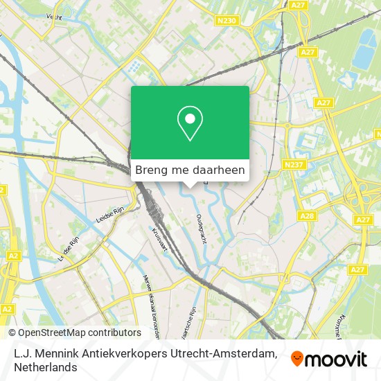 L.J. Mennink Antiekverkopers Utrecht-Amsterdam kaart