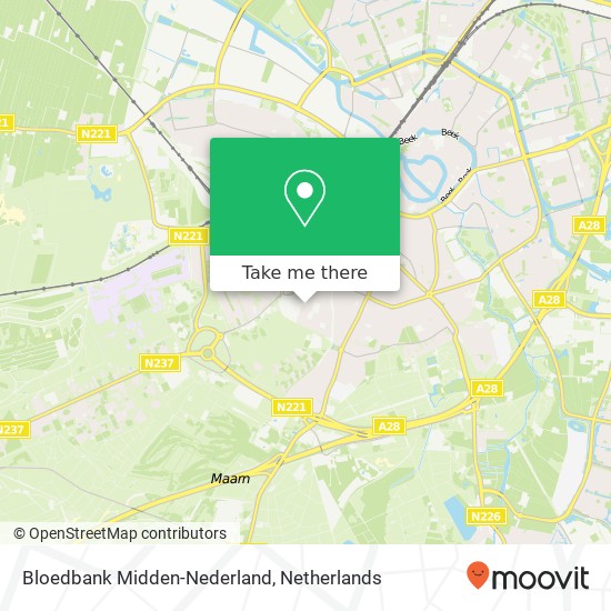 Bloedbank Midden-Nederland kaart