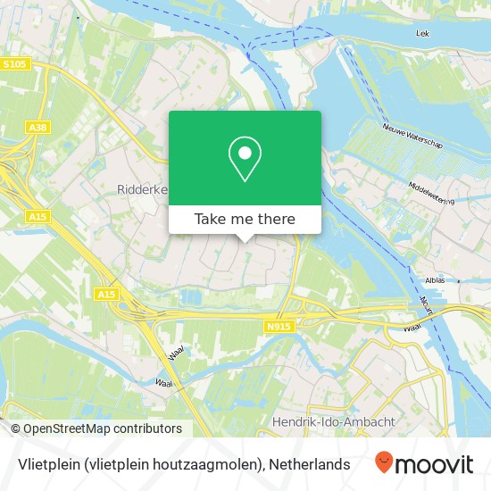 Vlietplein (vlietplein houtzaagmolen), 2986 GD Ridderkerk kaart