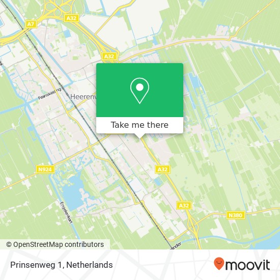 Prinsenweg 1, Prinsenweg 1, 8443 DN Heerenveen, Nederland kaart