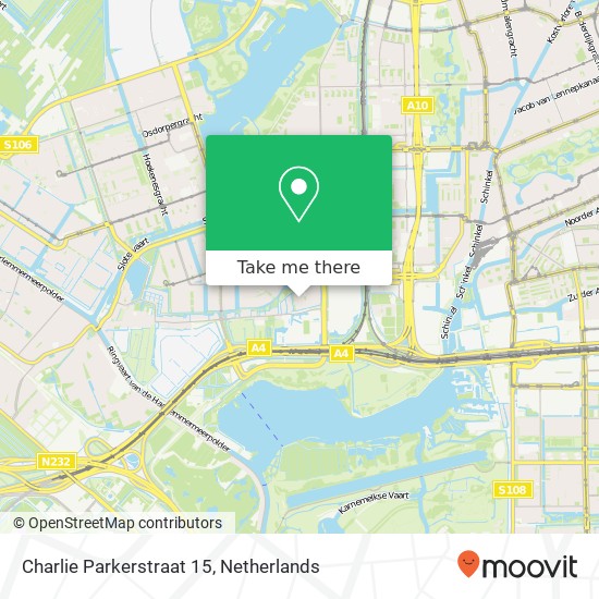 Charlie Parkerstraat 15, 1066 GV Amsterdam kaart