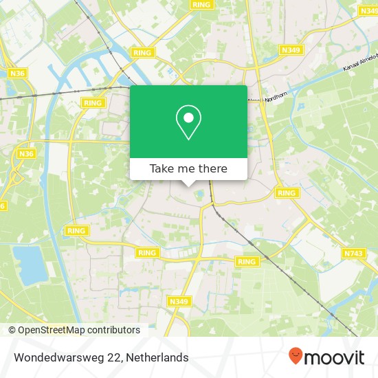 Wondedwarsweg 22, 7605 CM Almelo kaart