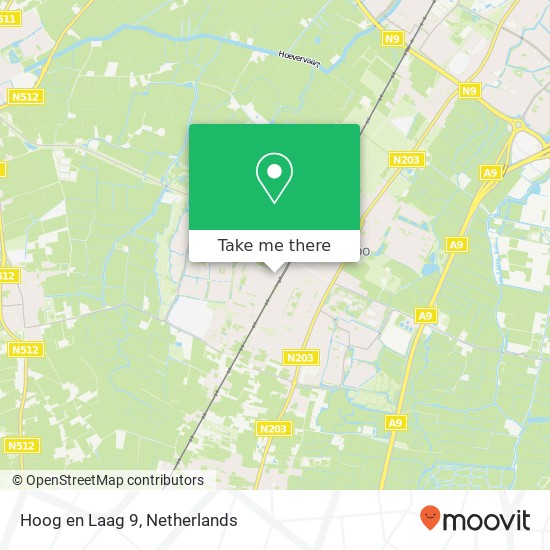 Hoog en Laag 9, 1852 AW Heiloo kaart