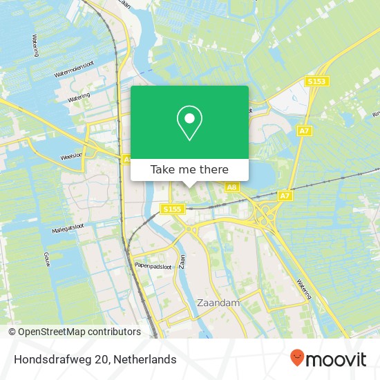 Hondsdrafweg 20, 1508 BX Zaandam kaart