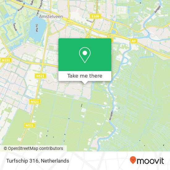 Turfschip 316, 1186 XX Amstelveen kaart
