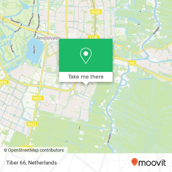 Tiber 66, 1186 KT Amstelveen kaart