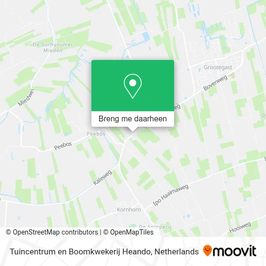 Tuincentrum en Boomkwekerij Heando kaart