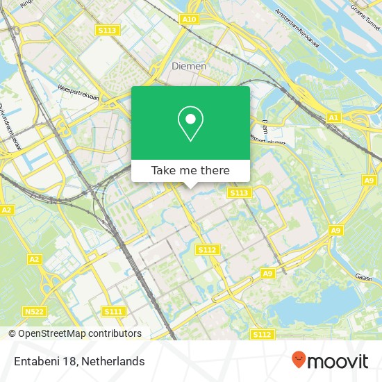 Entabeni 18, Entabeni 18, 1103 AM Amsterdam, Nederland kaart