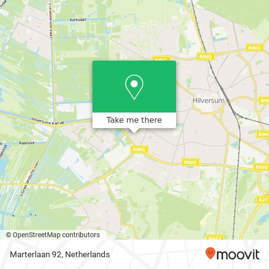 Marterlaan 92, Marterlaan 92, 1216 GA Hilversum, Nederland kaart