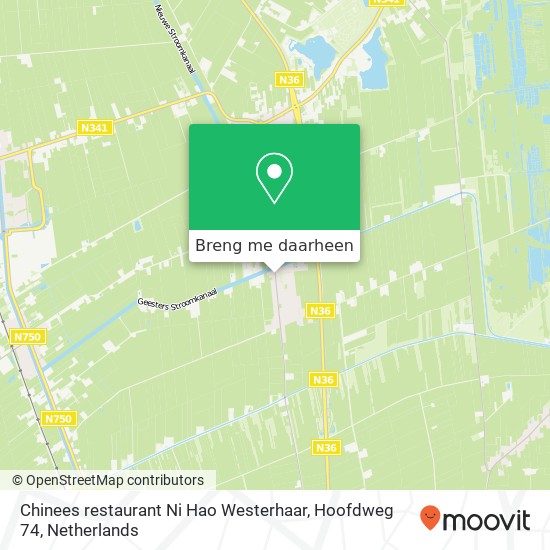 Chinees restaurant Ni Hao Westerhaar, Hoofdweg 74 kaart