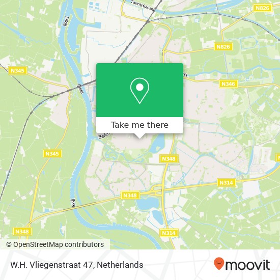 W.H. Vliegenstraat 47, 7204 NB Zutphen kaart