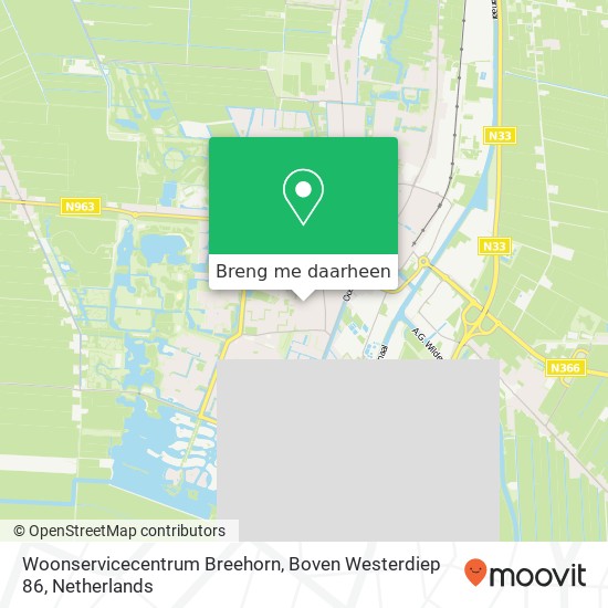 Woonservicecentrum Breehorn, Boven Westerdiep 86 kaart