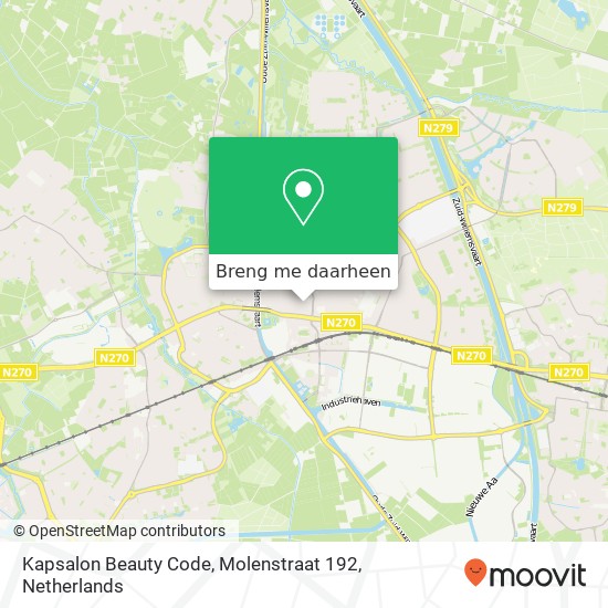 Kapsalon Beauty Code, Molenstraat 192 kaart