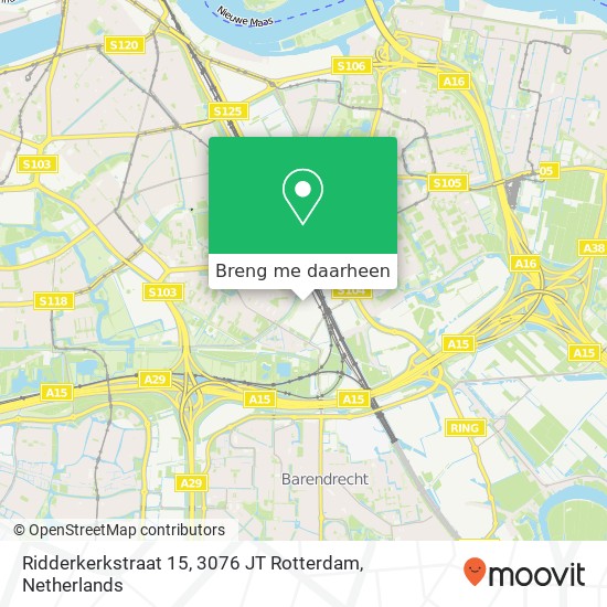 Ridderkerkstraat 15, 3076 JT Rotterdam kaart