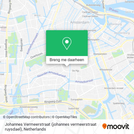 Johannes Vermeerstraat (johannes vermeerstraat ruysdael) kaart