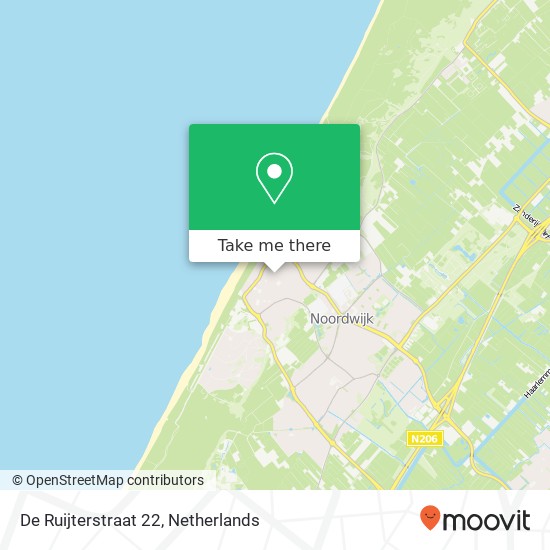 De Ruijterstraat 22, 2202 KK Noordwijk aan Zee kaart