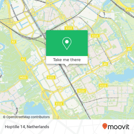 Hoptille 14, 1102 PL Amsterdam kaart