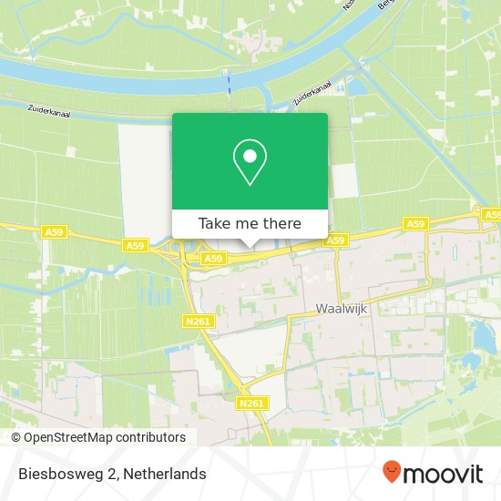 Biesbosweg 2, 5145 PZ Waalwijk kaart