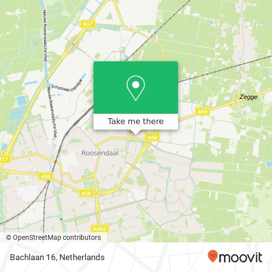 Bachlaan 16, 4702 KE Roosendaal kaart