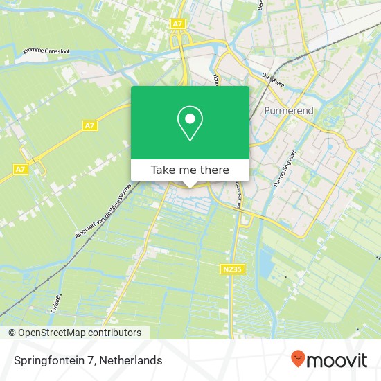 Springfontein 7, 1448 RG Purmerend kaart