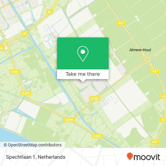 Spechtlaan 1, 1343 AL Almere-Hout kaart