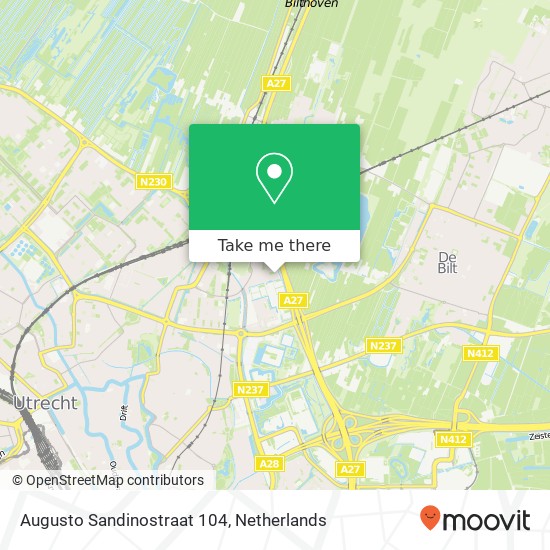 Augusto Sandinostraat 104, 3573 ZD Utrecht kaart