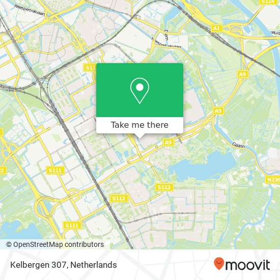 Kelbergen 307, 1104 LP Amsterdam kaart
