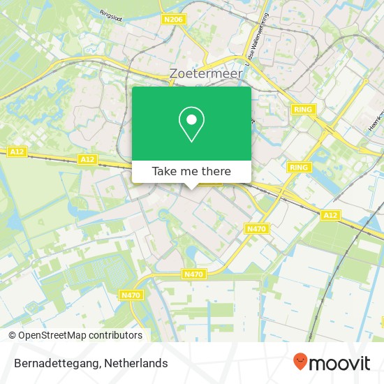 Bernadettegang, Bernadettegang, 2719 AE Zoetermeer, Nederland kaart