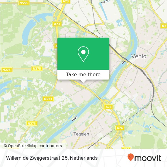 Willem de Zwijgerstraat 25, 5923 EA Blerick kaart