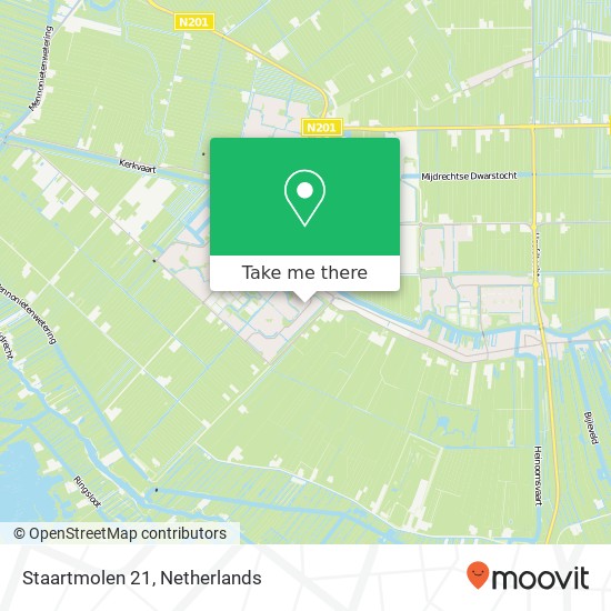 Staartmolen 21, 3642 AN Mijdrecht kaart