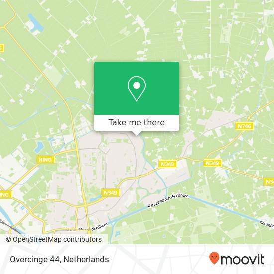 Overcinge 44, 7608 AM Almelo kaart