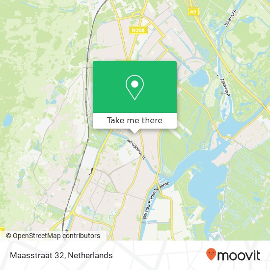 Maasstraat 32, 2025 RM Haarlem kaart