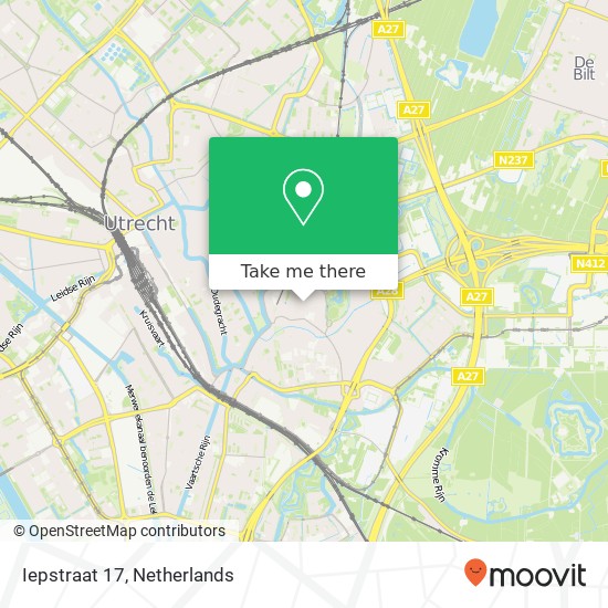 Iepstraat 17, 3581 LK Utrecht kaart