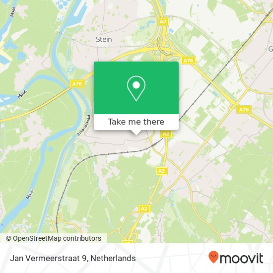 Jan Vermeerstraat 9, 6181 AW Elsloo kaart