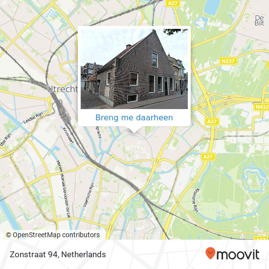 Zonstraat 94, 3581 MV Utrecht kaart