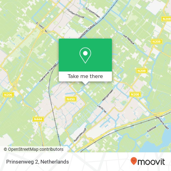 Prinsenweg 2, 2215 RN Voorhout kaart