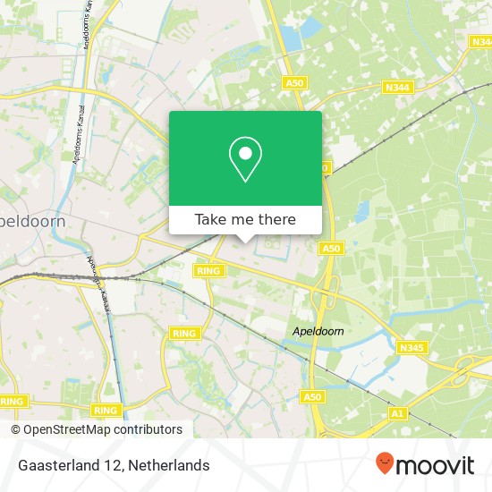Gaasterland 12, 7325 ZK Apeldoorn kaart