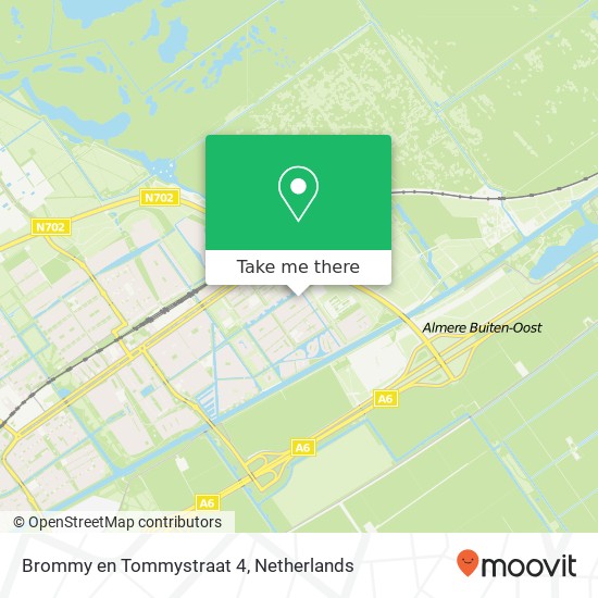 Brommy en Tommystraat 4, 1336 KL Almere-Buiten kaart